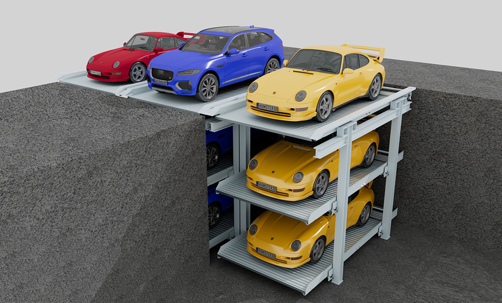 parking lift and 3 cars triple stacker big  Image