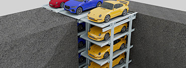 4 cars quad stacker pit parking lift sliding Image