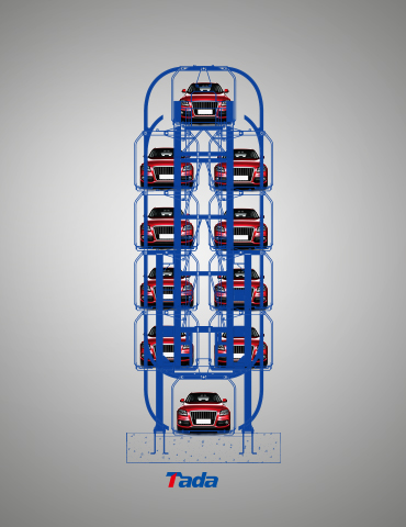 6f 10 cars vertical lift rotary parking system